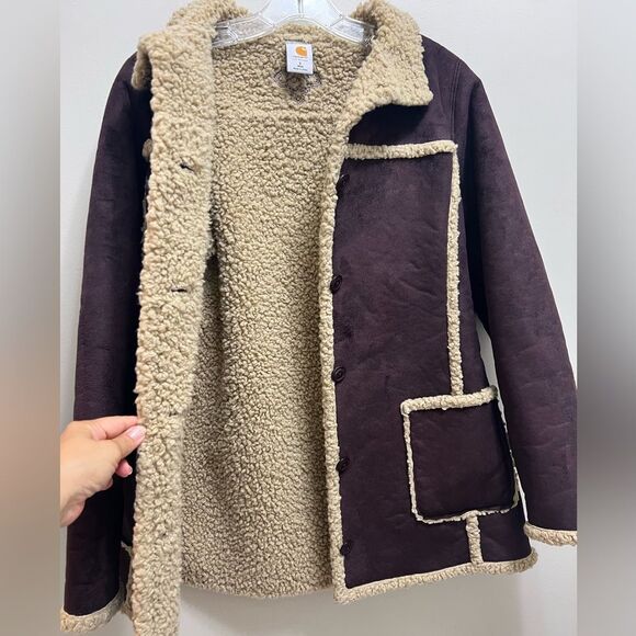 Carhartt Boulder Jacket Parka Suede Sherpa Size S - Picture 5 of 9